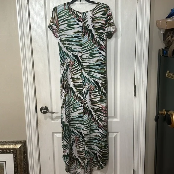 Cupio Sz S short sleeve multicolor palm print maxi NWT - Picture 3 of 6